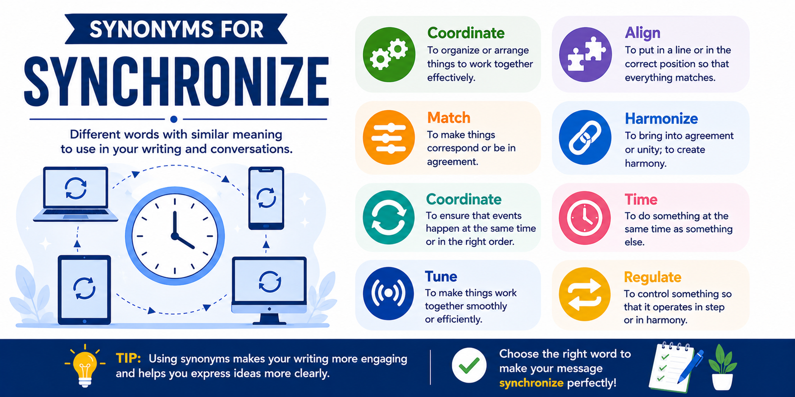 synonyms for synchronize